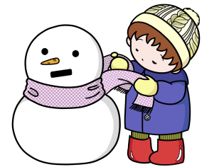 【看板なし】ゆきだるまとマフラーのイラスト（カラー・モノクロ）