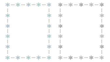 雪の結晶の飾り枠線（カラー・モノクロ）