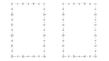 雪の結晶(２)の飾り枠線（カラー・モノクロ）