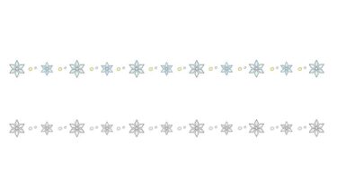 雪の結晶(２)の飾り罫線（カラー・モノクロ）