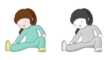 運動のカットイラスト（カラー・モノクロ）