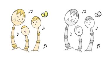 つくしのカットイラスト（カラー・モノクロ）