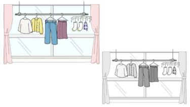 室内干しのカットイラスト（カラー・モノクロ）