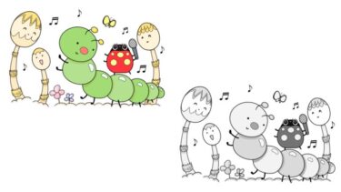 虫たちの春らしいカットイラスト