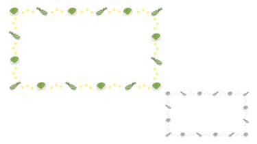 柏餅の飾り枠のイラスト（カラー・モノクロ）