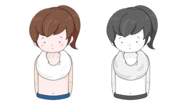 内科検診 ～首から服を下げた子ども②～（カラー・モノクロ）