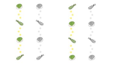 柏餅の飾り罫線（縦）のイラスト（カラー・モノクロ）