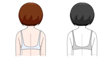 内科検診 ～下着の種類（肩ひもが細いブラ）～ のイラスト（カラー・モノクロ）