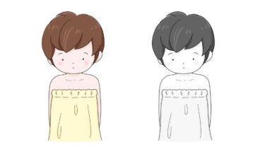 内科検診 ～タオルを巻いた子ども①～（カラー・モノクロ）