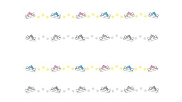 かぶとの飾り罫線（横）のイラスト（カラー・モノクロ）