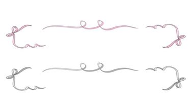 リボンの飾り枠(小)のイラスト(カラー・モノクロ)
