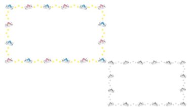 かぶとの飾り枠のイラスト（カラー・モノクロ）