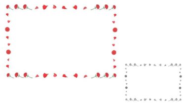 カーネーションの飾り枠①のイラスト（カラー・モノクロ）