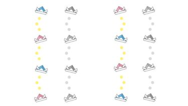 かぶとの飾り罫線（縦）のイラスト（カラー・モノクロ）