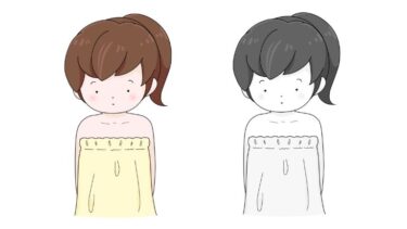 内科検診 ～タオルを巻いた子ども②～（カラー・モノクロ）