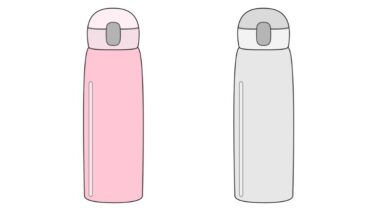 水筒のカットイラスト②(カラー・モノクロ)