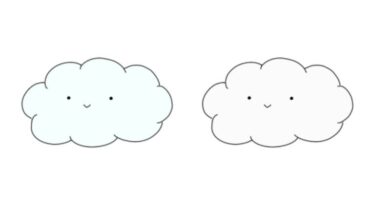 雲のカットイラスト（カラー・モノクロ）