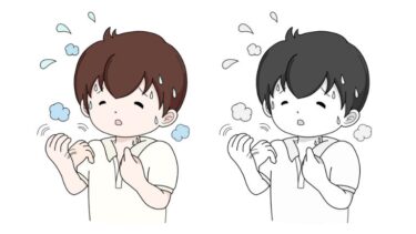 熱中症のカットイラスト①（カラー・モノクロ）