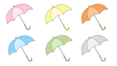 雨傘のカットイラスト（5カラー・モノクロ）