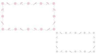 傘の飾り枠のイラスト（カラー・モノクロ）