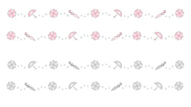 傘の飾り罫線（横）（カラー・モノクロ）