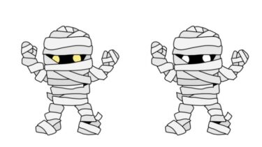 ハロウィンミイラのカットイラスト（カラー・モノクロ）