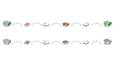 本の飾り罫線（横）（カラー・モノクロ）