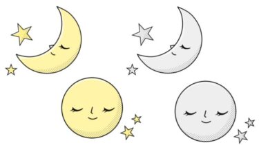 月のカットイラスト（カラー・モノクロ）